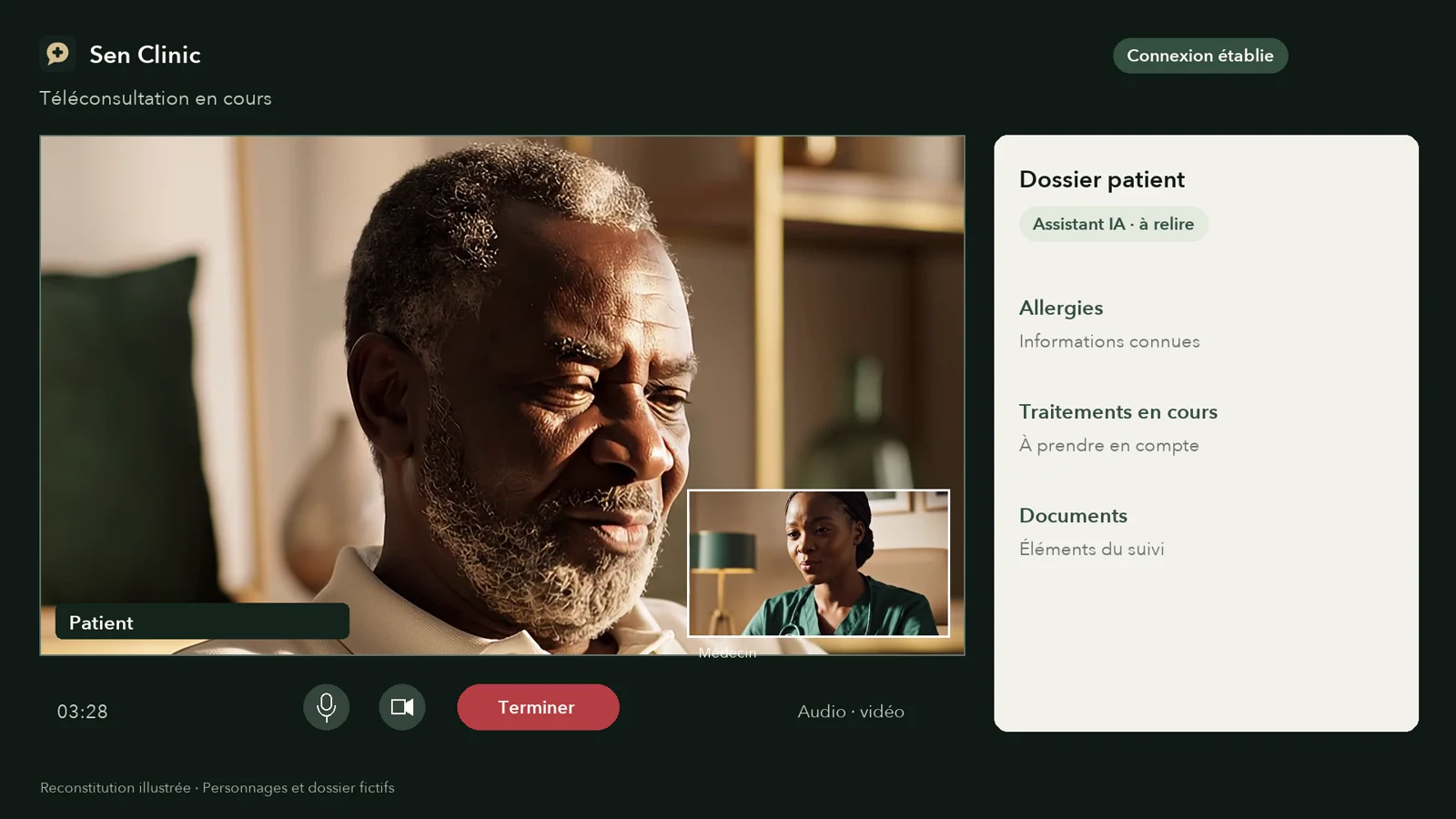 Médecin en échange avec une patiente dans une scène illustrative
